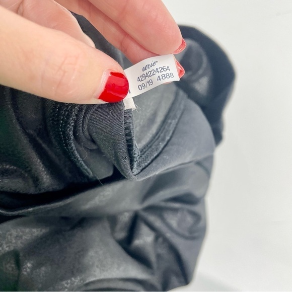 Aerie Offline Sports Athleisure Crossover Leggings Faux Leather‎ Moto Lounge M - Picture 9 of 9